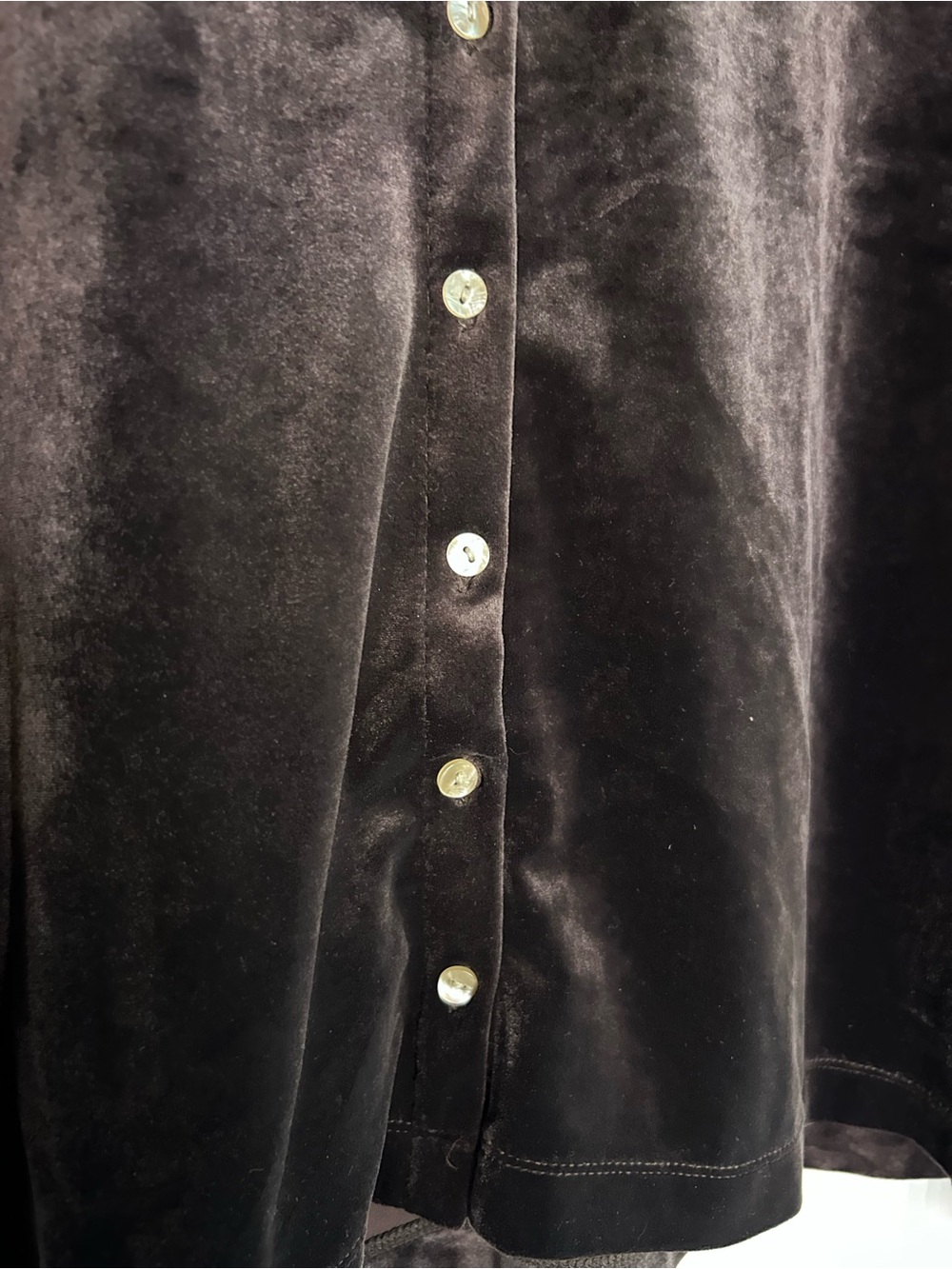 J. Jill Velvet Button-Front Long Sleeve Shirt - Dark Brown - Picture 4 of 6